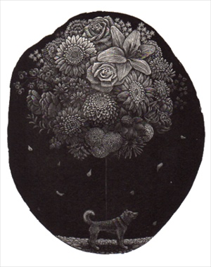 心に咲く花＿木口木版画